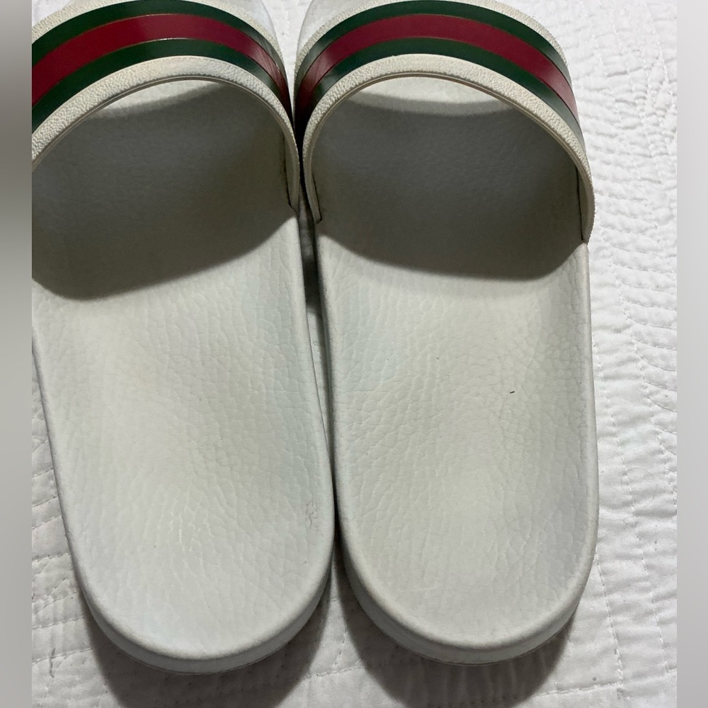 Gucci men’s web rubber slide sandal size 9 - Picture 3 of 15